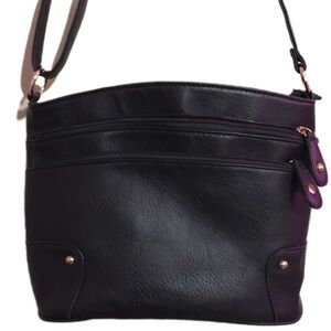 Chic Black faux Leather Shoulder Bag